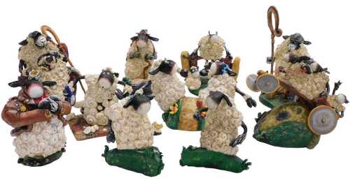A collection of Inesco Philip Stuttard sheep figures, comprising The New Hare Stile, Spring Lamb,...