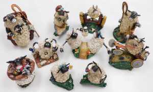 A collection of Inesco Philip Stuttard sheep figures, comprising The New Hare Stile, Spring Lamb,... - 2