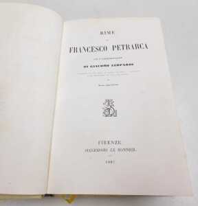 Petraraca (Francesco). Rime di, gilt tooled cloth, published by Successori le Monnier, Firenze... - 3