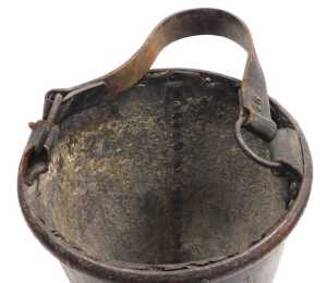 A 19thC leather fire bucket, bearing a Royal coat of arms, 28cm high. - 2