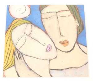 Leslie Xuereb. They Love Each Other Very Much, oil on paper, signed, titled verso with artist's...