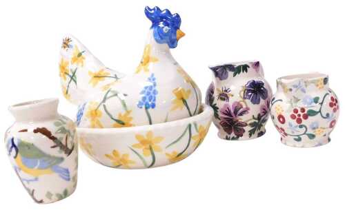 A group of Emma Bridgewater pottery, comprising a hen on nest egg basket, decorated with...