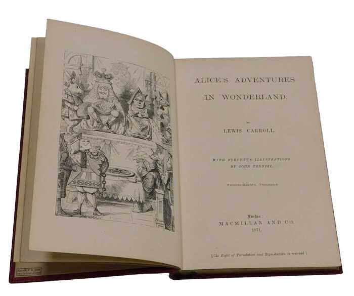 Dodgson (Charles Lutwidge). Pen name Lewis Carroll, Alice's Adventures in Wonderland, gilt...