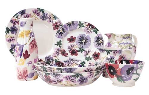 A group of Emma Bridgewater pottery, decorated in the 80-Purple pattern, including pasta bowls...