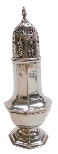 An Edward VII silver sugar sifter, of octagonal, baluster form, Goldsmiths and Silversmiths...