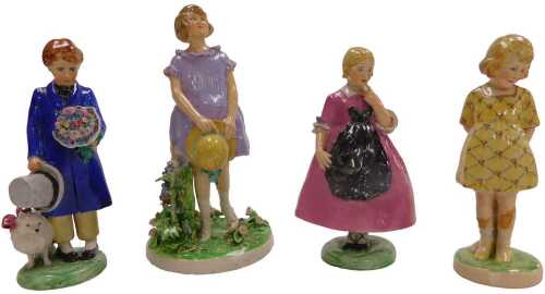WITHDRAWN BY VENDOR PRE-SALE. Two early 20thC Old Cheyne pottery figures designed by Ethel...