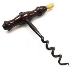 A Victorian rosewood handled corkscrew, with a horsehair brush, together with a James Brown... - 3