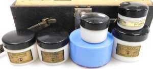 A mid 20thC black leather cased Helena Rubinstein cosmetics case, containing perfume bottles,... - 3
