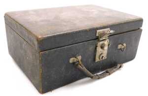 A mid 20thC black leather cased Helena Rubinstein cosmetics case, containing perfume bottles,... - 4