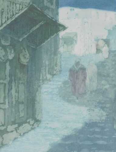 Annie L Simpson (British exh1894-1913). Tangier, limited edition mezzotint 71/1000, titled and...