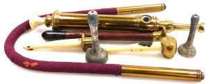 A late 19thC medical enema pump set, by Evans & Wormull, 31 Stamford Street London, mahogany cased. - 2