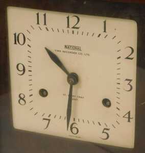 A mid century National Time Recorder Company Limited clocking in clock, mahogany cased, 90cm... - 2
