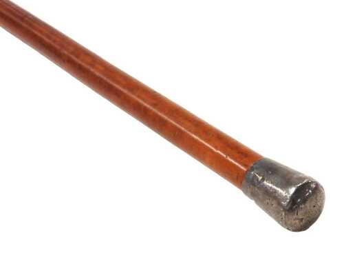 An early 20thC malacca walking cane, with a silver knop, monogram engraved, hallmarks worn, 89cm...