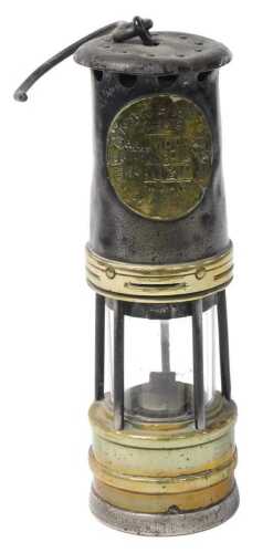 An Ackroyd & Best Limited Halewood's Improved miner's lamp, number 121, 25.5cm high.