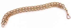 A double oval link bracelet, on a lobster claw clasp, rose metal, stamped 9ct and 375, 41.7g,... - 2