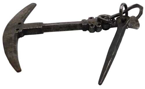 An 18thC steel flint knapping hammer, with flash hole pick, 15.5cm long, and a small collection...