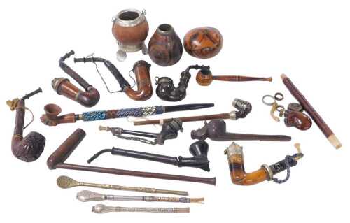A quantity of mainly Continental pipes, to include a carved example stamped HAH Bruyer, two...
