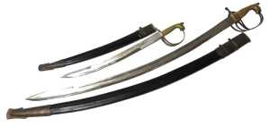 A 20thC Indian sabre, with a brass horse's head hilt, curved steel blade, with engraved...