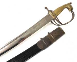 A 20thC Indian sabre, with a brass horse's head hilt, curved steel blade, with engraved... - 2