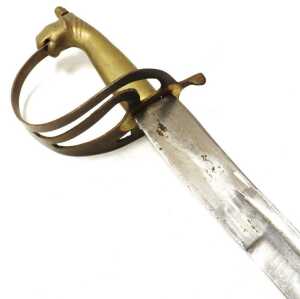 A 20thC Indian sabre, with a brass horse's head hilt, curved steel blade, with engraved... - 5