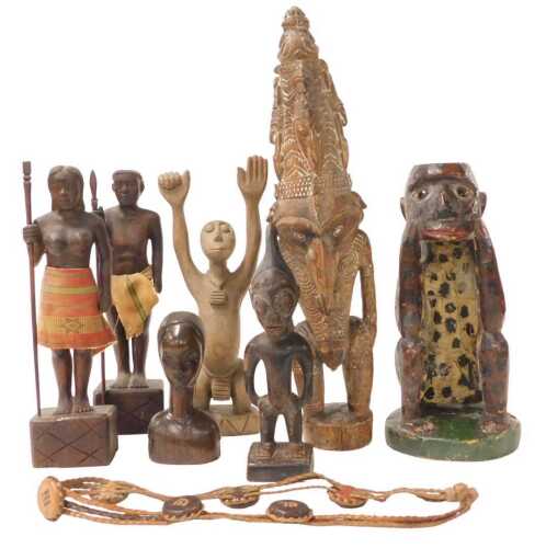 Miscellaneous African and other tribal art, to include a Papua New Guinea ancestor figure, 47cm...