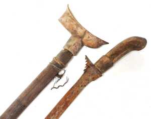 An Indonesian short sword, with a bamboo scabbard, 65cm long. - 2
