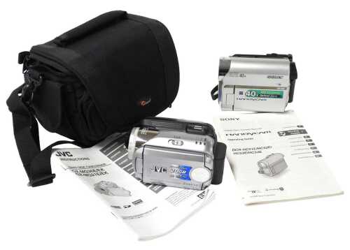 A JVC Everio GHZ-MG21EK camcorder, and a Sony Handicam camcorder, in lowe pro camera case.