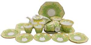 A Paragon and Crownford porcelain Primrose pattern part tea service, comprising Crownford teapot,...