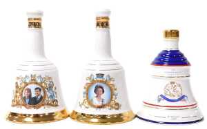 Three Bell's Old Scotch whisky decanters, commemorating the 60th Birthday of Her Majesty Queen...