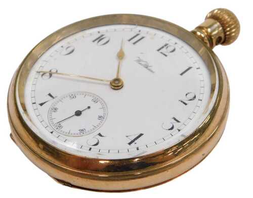A Waltham gentleman's pocket watch, with white enamelled dial and subsidiary second hand in...