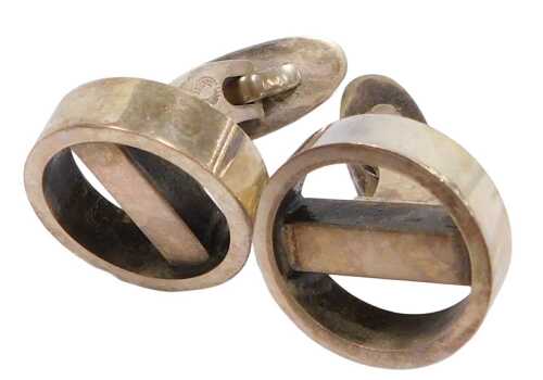 A pair of Georg Jensen silver cufflinks, of plain circular design, import marks, 0.49oz, in...