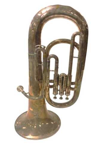 A Lark Shanghai China three valve euphonium, with mouthpiece, M4053, 60cm high.