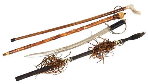 A Light Cavalry sword, with pierced brass hand guard and steel blade stamped Made in India, 73cm...