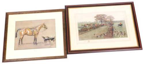 Cecil Aldin. The South Berkshire Hunt, print, signed by the artist, 60cm x 32cm, together with...
