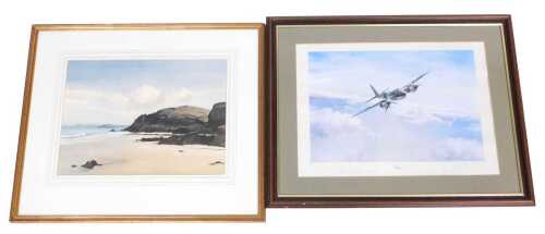 C Gillman. Coastal scene, watercolour, signed and dated 1968, 45cm x 32cm, together with after...