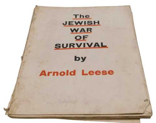 Leese (Arnold). The Jewish War of Survival, first edition cyclostiled copy, with dust wrapper,...