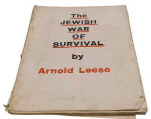Leese (Arnold). The Jewish War of Survival, first edition cyclostiled copy, with dust wrapper,...
