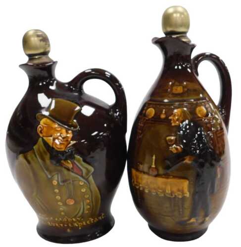 An early 20thC Royal Doulton pottery Dickens ware flagon, with a stopper, decorated with...