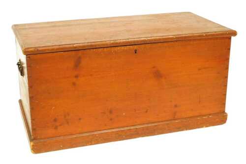 A Victorian stripped and stained pine blanket box.