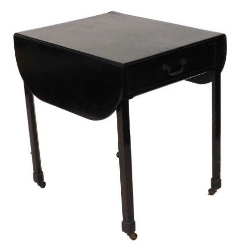 A 19thC mahogany Pembroke table, with frieze drawer and opposing dummy, on chamfered square legs...