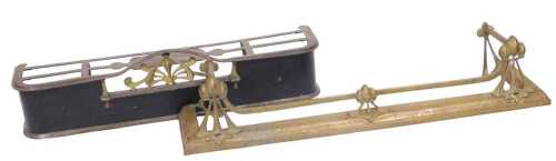 A 19thC steel fire fender, with Art Nouveau front openwork panel and profiled platform, 120cm wide.