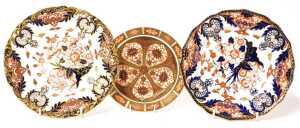 A group of 19thC Crown Derby Imari porcelain, including two plates decorated with flowers and... - 2