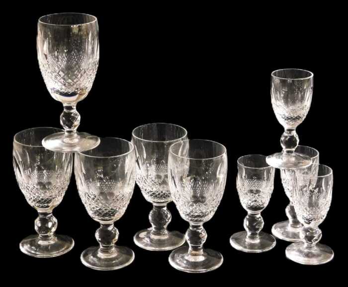 Five Waterford Colleen pattern sherry glasses, and four liqueur glasses. (9)