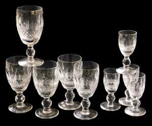 Five Waterford Colleen pattern sherry glasses, and four liqueur glasses. (9)