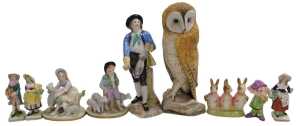 A group of English and Continental ceramic figures, including a German porcelain figure of a man...