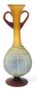 Four late 20thC glass bowls or vases, including a Murano green glass bowl, of scrolling leaf... - 3