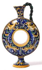 An Islamic turquoise pottery bowl, decorated floral roundels, together with a similar dish, an... - 2
