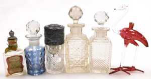 A group of early 20thC scent bottles, French cut glass and plated atomiser, a French scent... - 2
