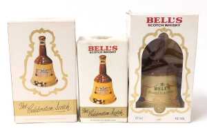 Four Bell's Scotch whisky decanters, comprising 37.5cl (x2), 18.75cl, all boxed, and a further... - 3