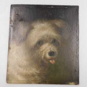 Martin Theodore WARD (1799-1874). Dog's Head, oil on board, attributed and titled verso, on a...